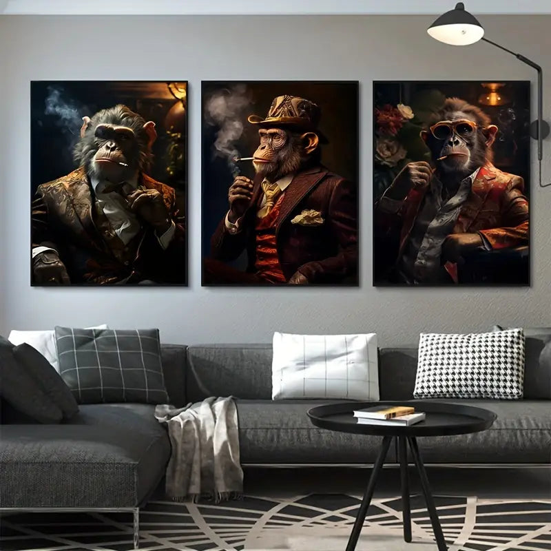 Modern Funny Monkey Canvas Set of 3 39.88x59.94 cm